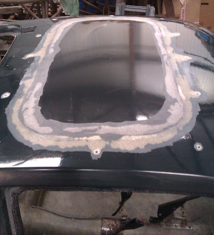 Roof join ground back in preparation for laminating in additional CSM strips